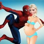 Spiderman And Elsa Kiss